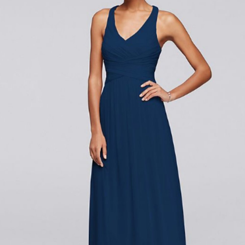 Marine Bridesmaid Dress with Crisscross Back